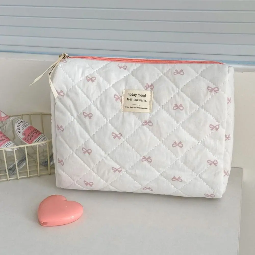 Nuevo bolso de cosméticos con lazo azul para mujer, bolsa de viaje, bolso de almacenamiento de gran capacidad, bolsa de maquillaje con cremallera tipo 3, regalos - imagen 4