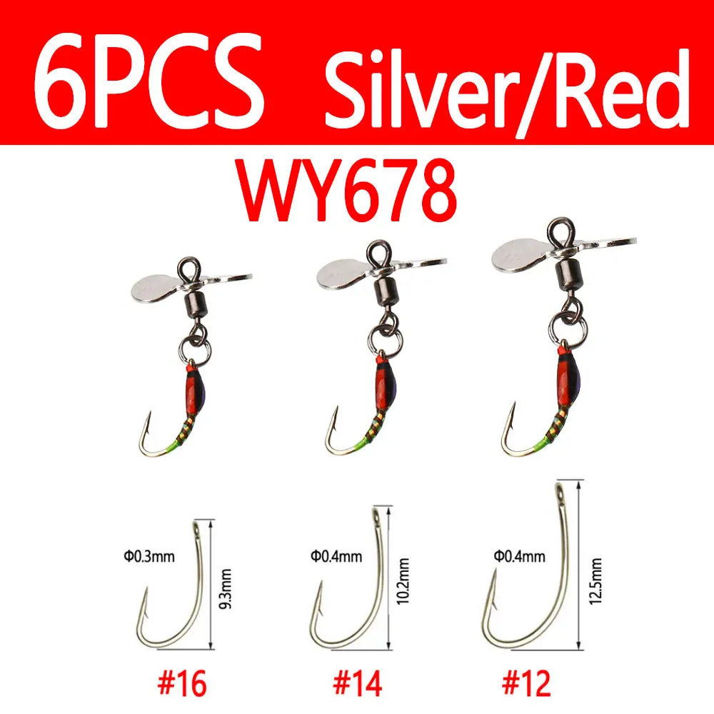 6pcs Silver-Red
