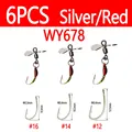 6pcs Silver-Red