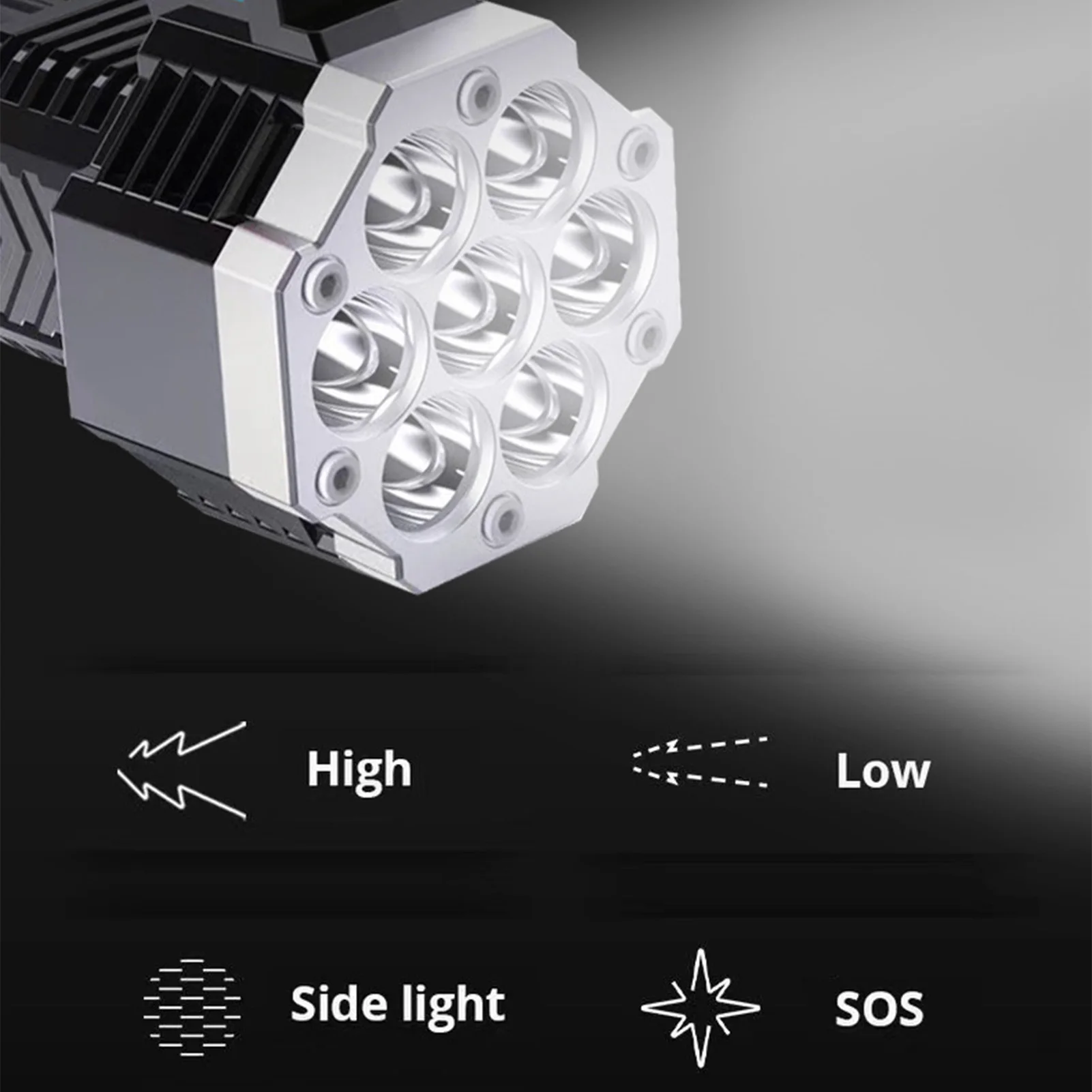 Linterna táctica de alto Lumen, linterna recargable por USB con mango para actividades al aire libre en días lluviosos o nevados UT - imagen 3