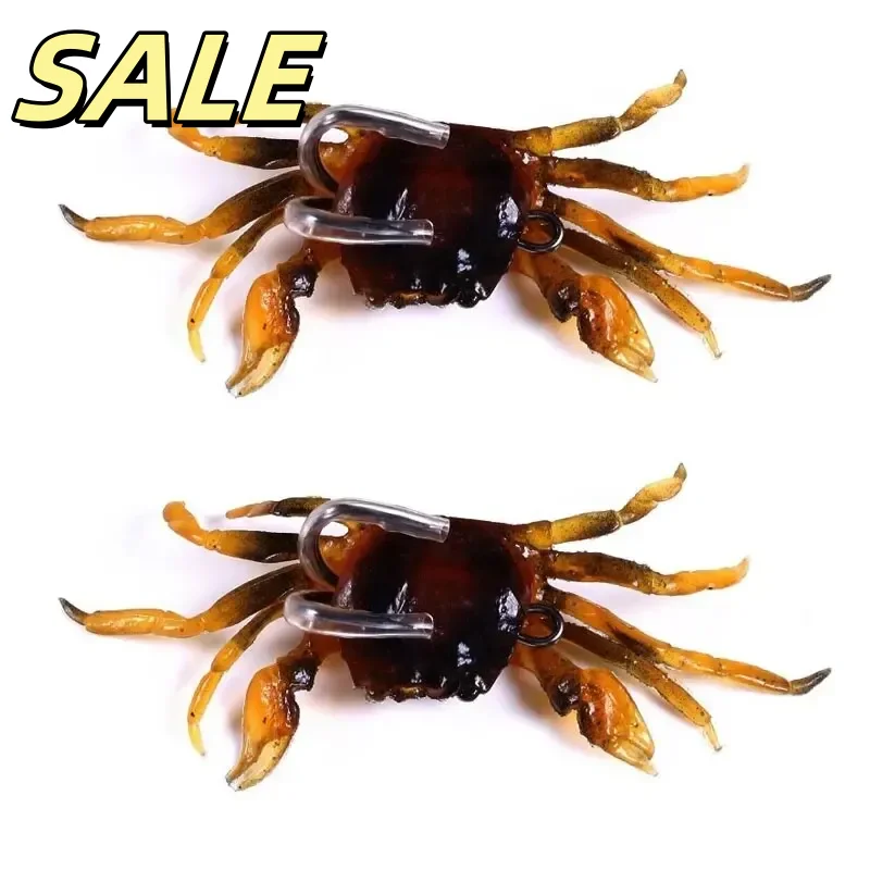 Cebo suave de pesca con anzuelo, cebo suave de silicona para cangrejo, cebo biomimético artificial para peces, anzuelo de agua dulce con cabeza, 2 uds.