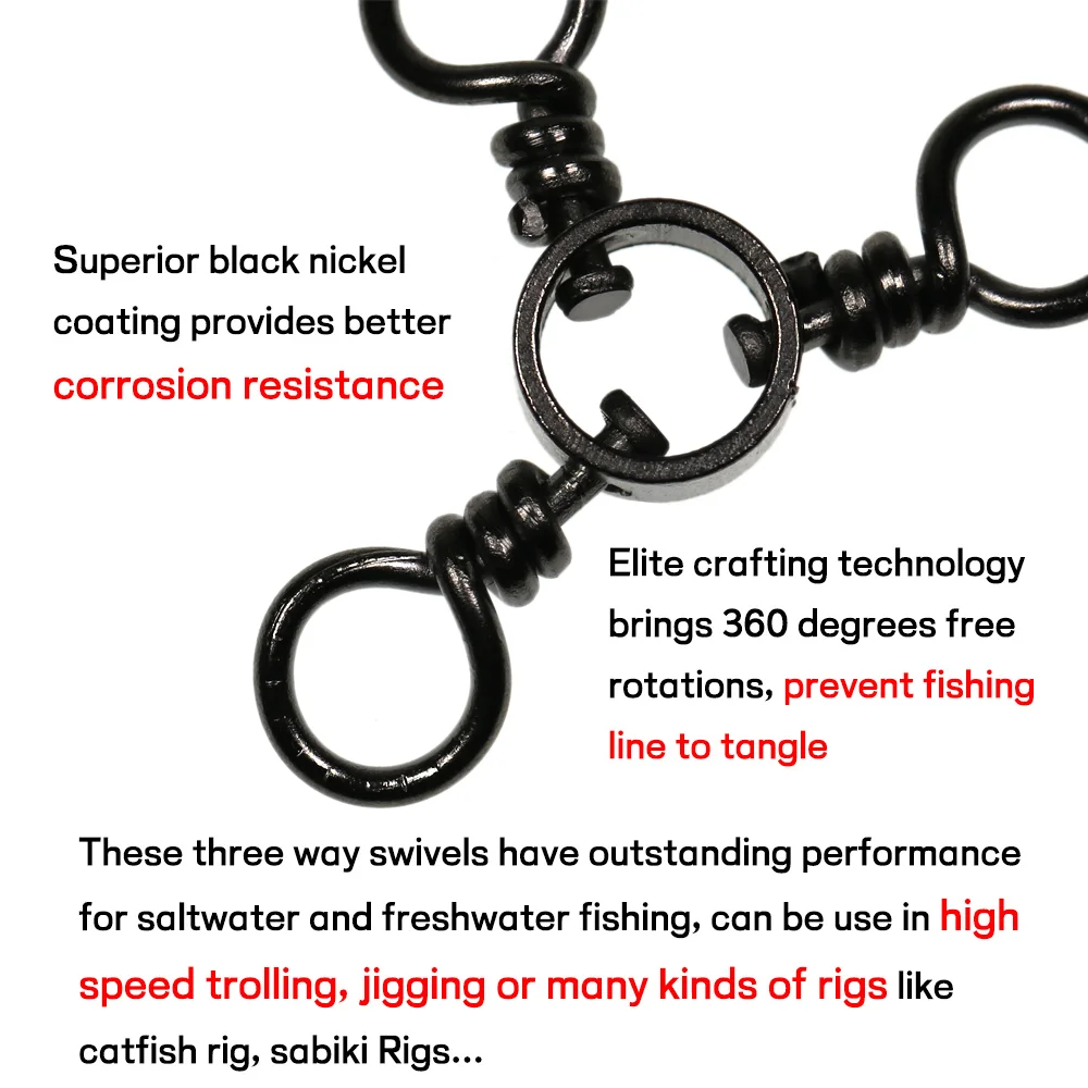 Lionriver-conector de línea de señuelo para pesca, anillo giratorio de barril de 3 vías, accesorio de pesca - imagen 2