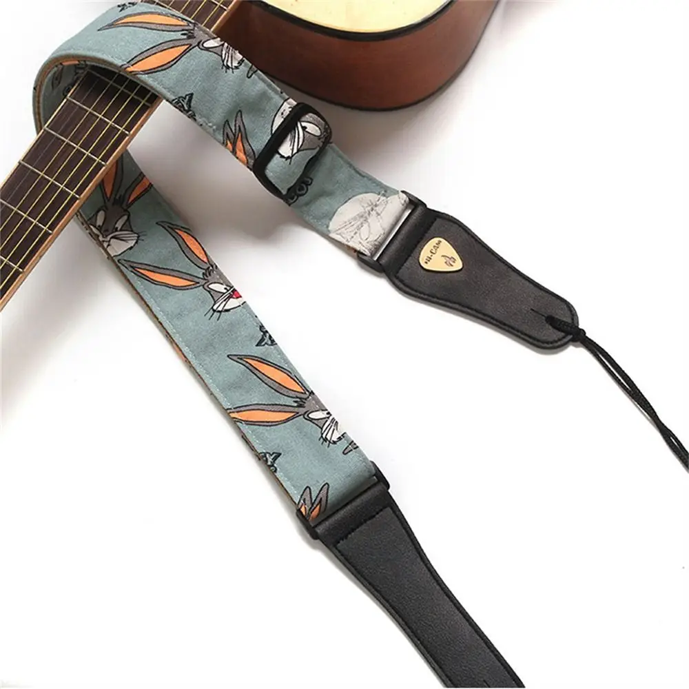 Correa de guitarra ajustable con estampado colorido, cinturón Extra ancho para guitarra eléctrica, Animal lindo, música, Hobby, correa para el hombro - imagen 2