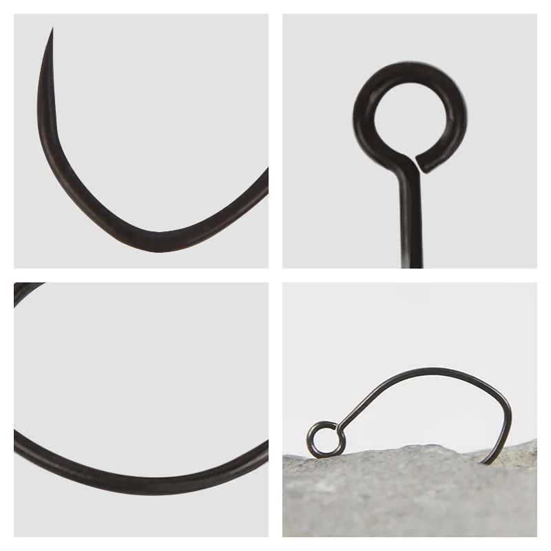 LETOYO 10 unids/bolsa anzuelo de trucha sin púas para señuelo de trucha teflón anzuelo de ojo Vertical/recto anzuelo de pesca de trucha antirotación forjado - imagen 4