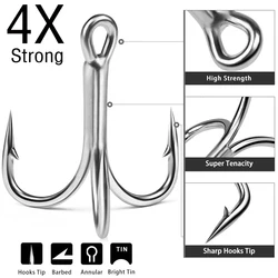 Anzuelos triples treble hooks #4/#5/0 - Acero carbono agua salada