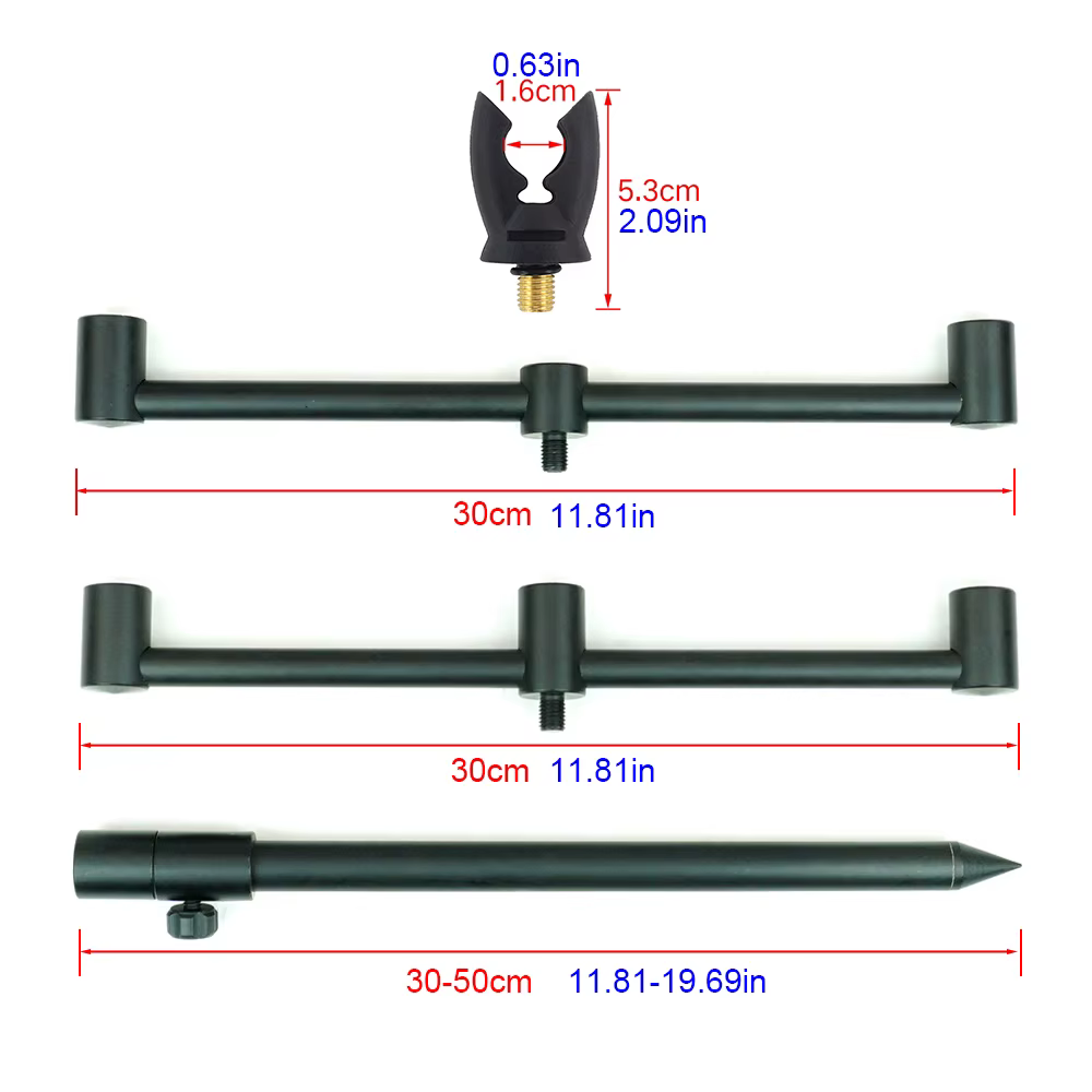 Hirisi-caña de pescar de carpa de aleación de aluminio, juego para 3 cañas con 2 palos bancarios, 2 barras de zumbido y bolsa de transporte, accesorios de pesca - imagen 4