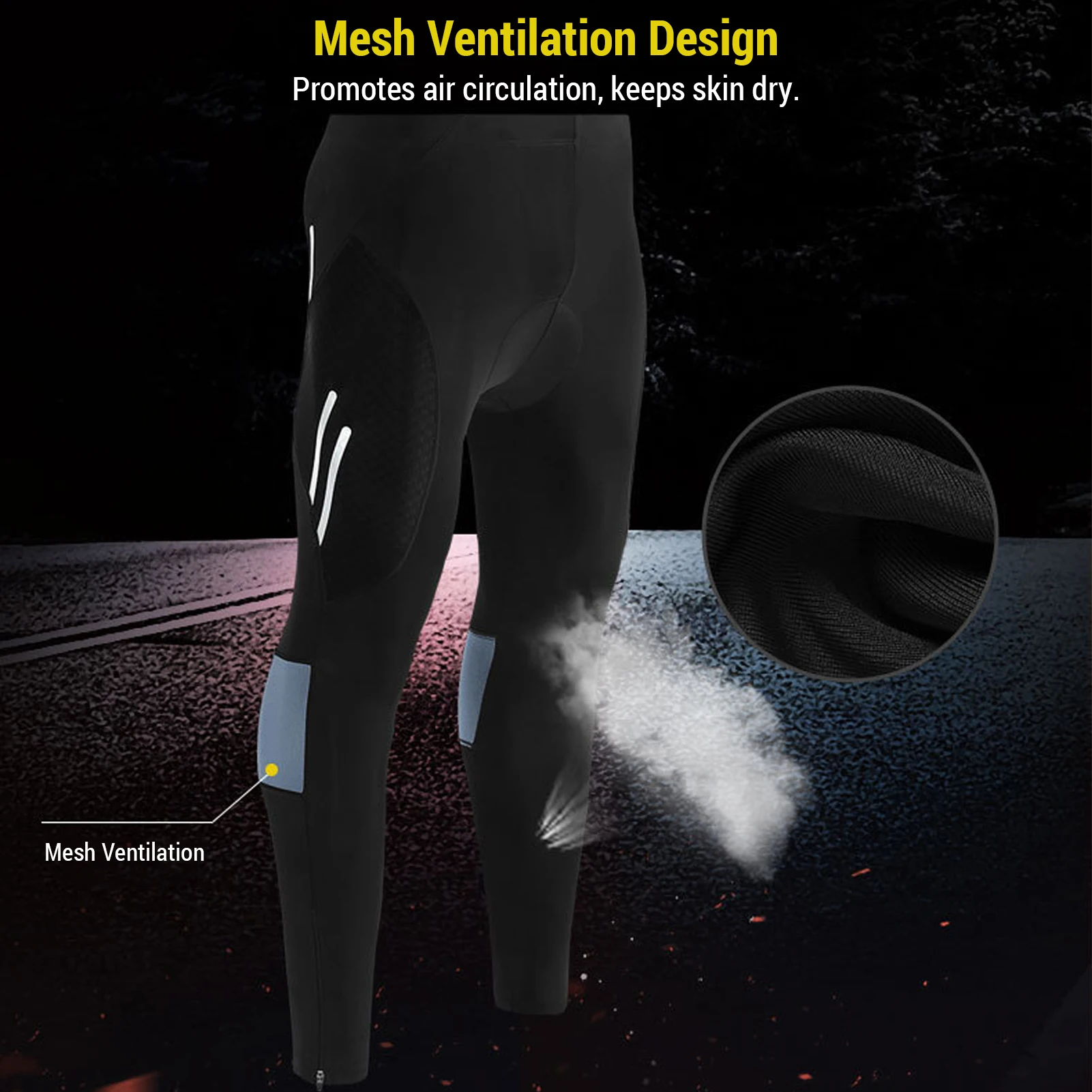 Pantalones de montar para hombre, pantalones de bicicleta de montaña con cojín de silicona 3D, reflectantes, transpirables, mallas de compresión de gradiente para ciclismo - imagen 5