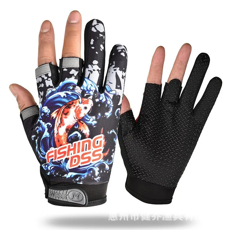 1 par de guantes de pesca para hombres y mujeres, subprotección solar de carretera de pesca de verano y guantes finos transpirables antideslizantes con corte de tres dedos - imagen 4