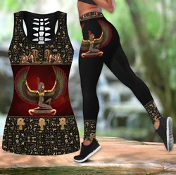 Top y mallas fitness mujer estampado Reina Egipcia 3D