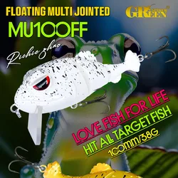 100mm 38g cebo articulado cebo de rana Swimbait Señuelos de pesca cuerpo duro flotante lubina aparejos de cebo de pesca
