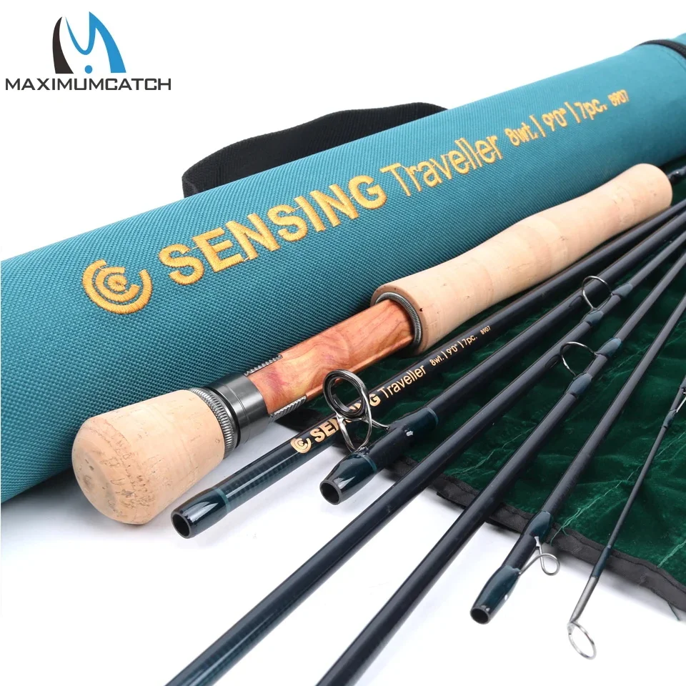 Maximumcatch Portable 7 Section Fly Fishing Rod 5-8WT 9FT 2.7M Half-Well Carbon Fiber Travel Fly Rod with 48cm Tube