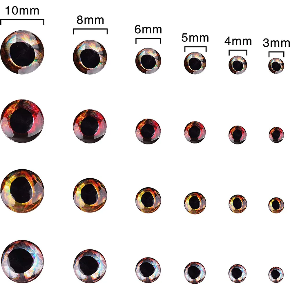 216 uds/200 Uds 4D ojos de señuelo de pesca ojos de pez artificiales para hacer cebo de pesca atado de moscas realista accesorios de pesca de ojos falsos - imagen 2