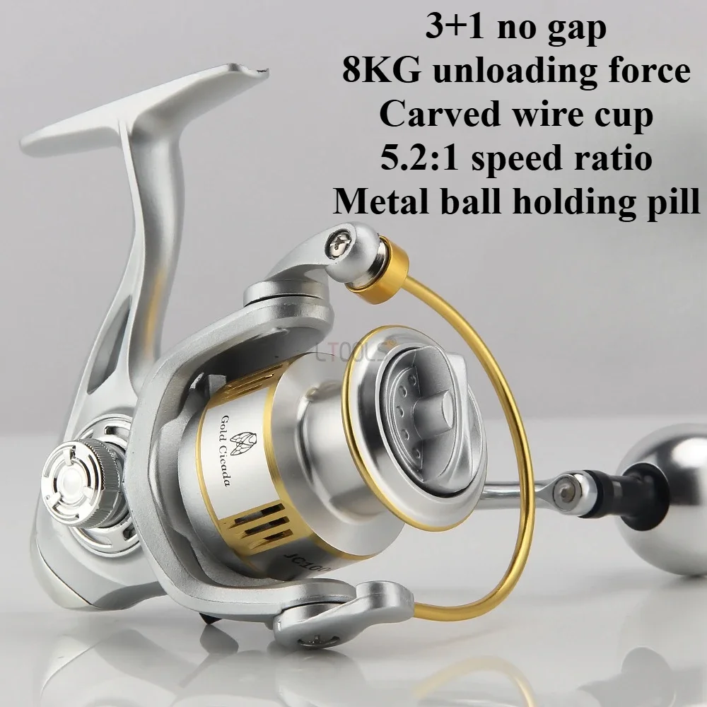 Carrete de pesca 3 + 1 sin espacio JC1000-6000 carrete giratorio carrete de Metal arrastre máximo 8KG carrete de agua salada accesorios de pesca ruedas de bobina de carpa - imagen 3