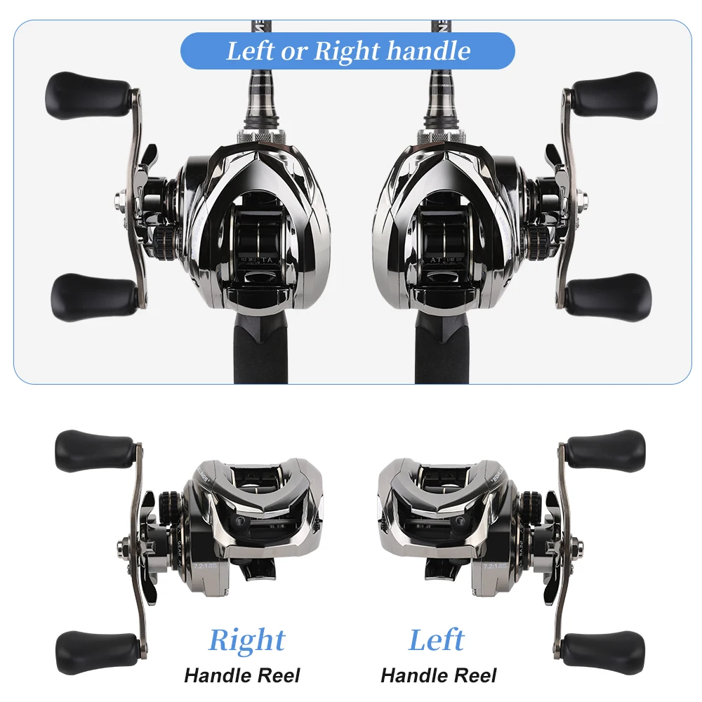 BILLINGS AT Series, relación de engranaje 7,2:1, rodamiento de bolas 5 + 1, arrastre máximo de 18 libras, carrete de Baitcasting, para agua dulce y salada - imagen 5