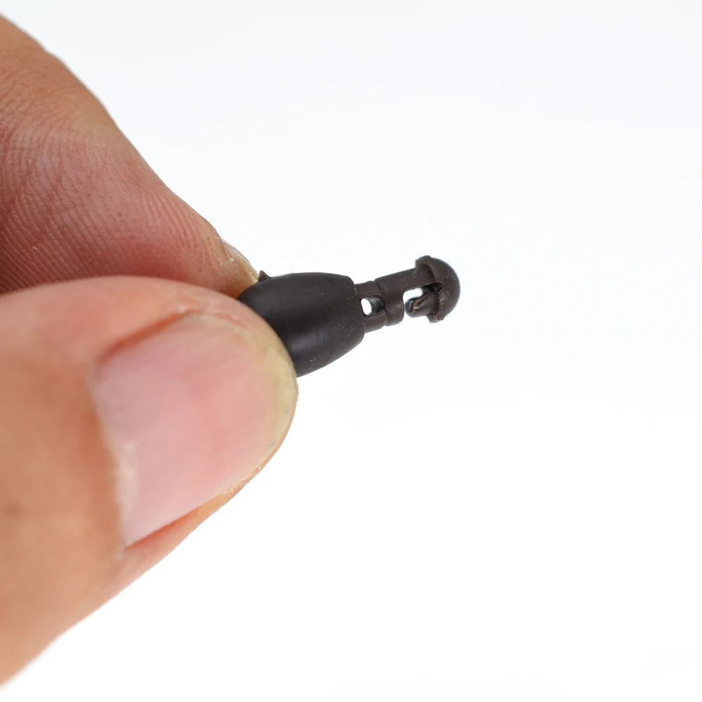 MNFT 100 Uds cuentas de aparejos de pesca, cuentas de cambio rápido negro y marrón herramienta de pesca de carpa alimentador de conector de cuentas - imagen 5