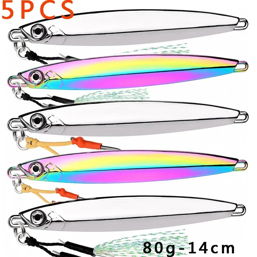 Señuelo de Pesca plantilla de Metal 5 unids/lote 60g 80g 100g señuelo de Jigging plantillas de fundición larga cuchara cebo Wobbler cebo de Pesca de lubina Pesca - imagen 5