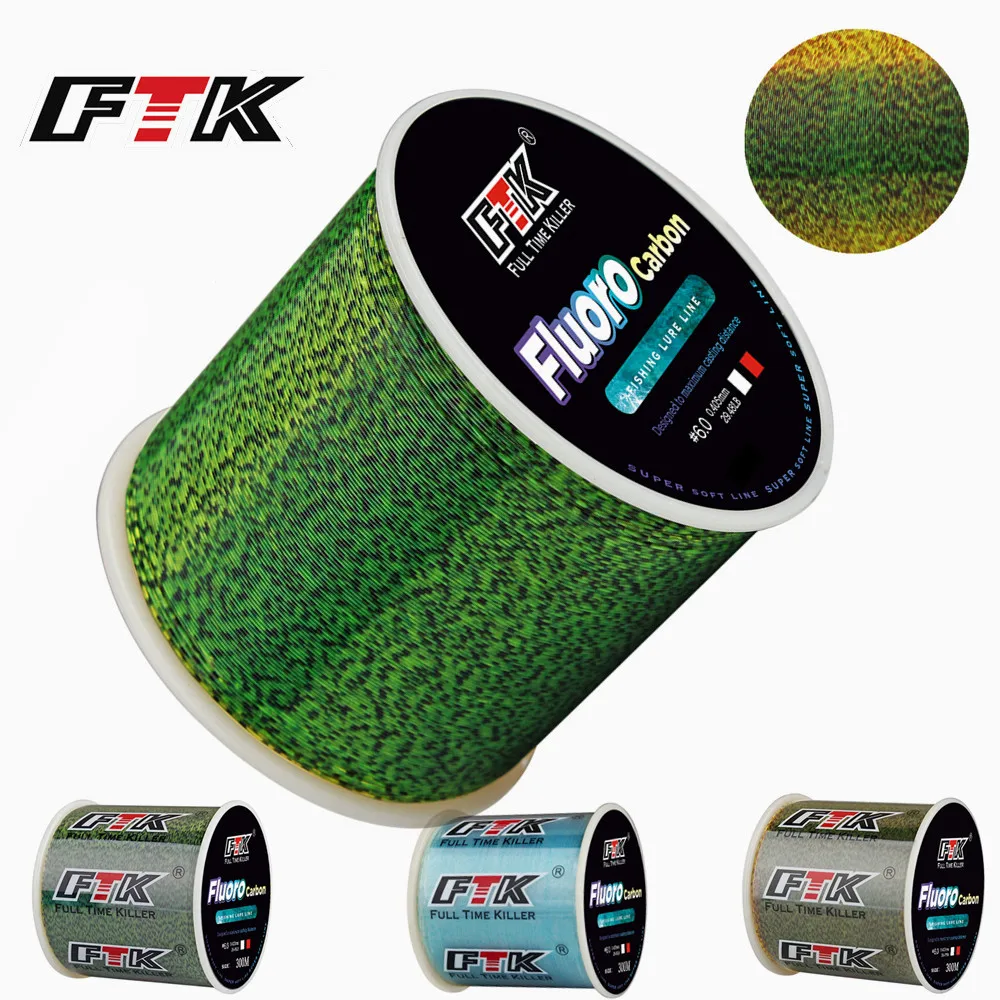 Línea de pesca con revestimiento de fibra de carbono, línea de fluorocarbono 300M/500M 0,14-0,5mm 4,13-34,32LB, accesorios portátiles Japón