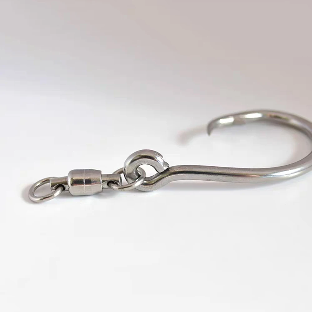 Anzuelo de Pesca para barco de mar, accesorio giratorio de rodamiento de bolas de acero inoxidable con ojos de púas, suministros de conector para atún, 10 piezas - imagen 2