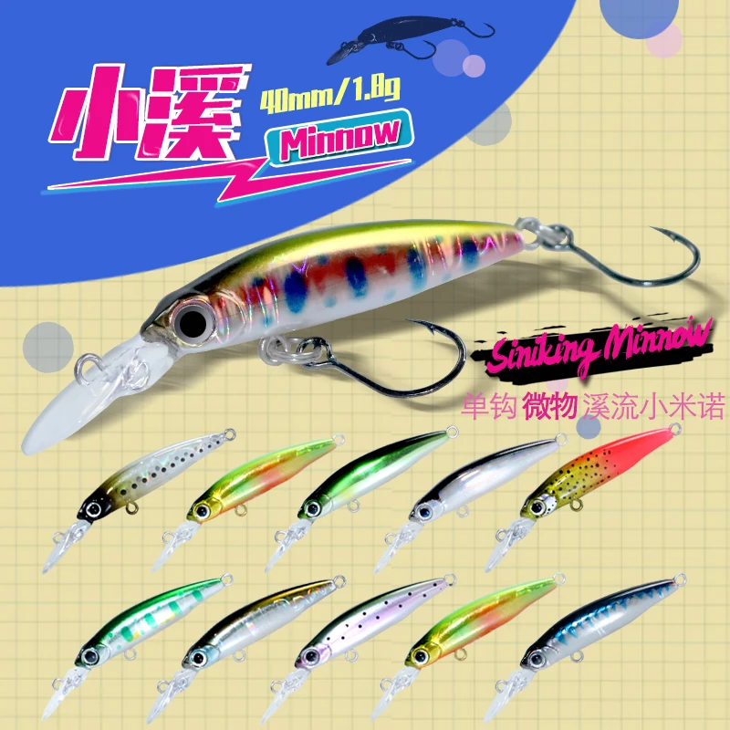 DUODUOYU 1 Uds nuevo hundimiento Mini Minnow señuelo de pesca 40mm 1,8g Wobbler Jerkbait cebo duro buceo 1m lubina agua dulce salada 8 #   gancho - imagen 2