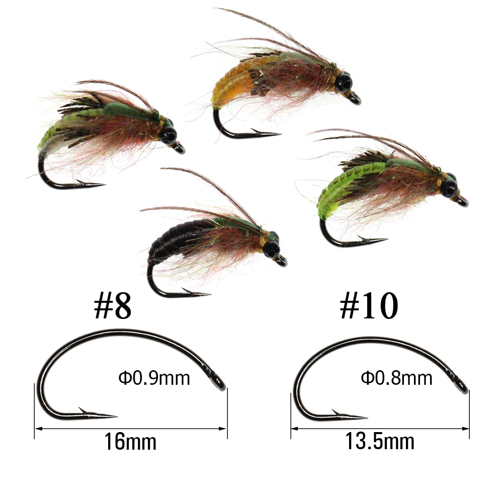 ICERIO-Cuentas de cadena de piel UV, 4 piezas, cabeza de Ninfa, Scud, gusano, camarones, moscas, trucha, Mosca, señuelo de pesca, cebo - imagen 2