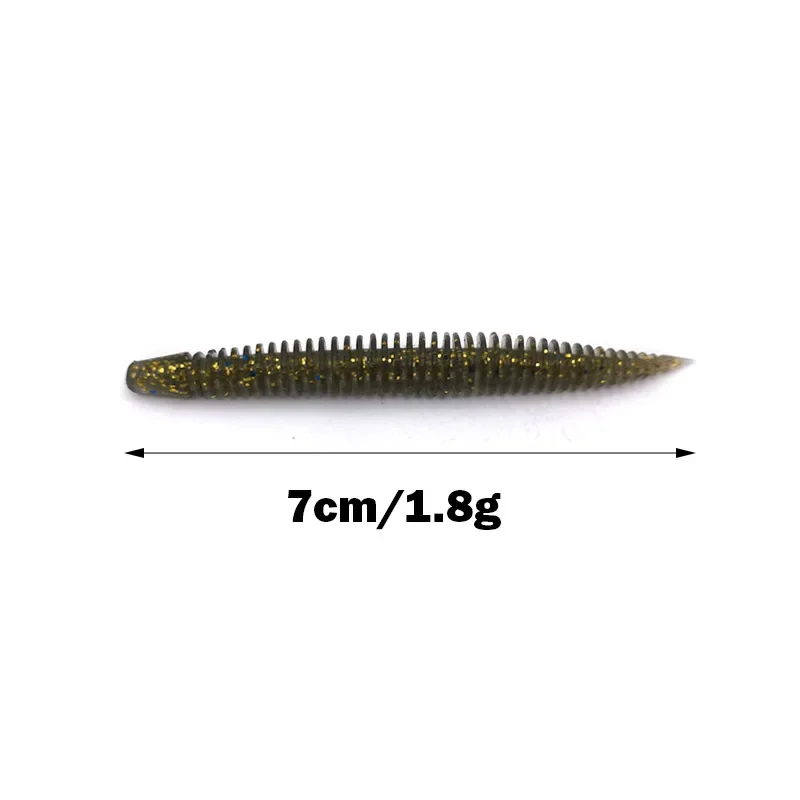 OUTKIT 15 Uds cebo suave de gusano Singking 70mm 1,8g señuelo de pesca de trucha Finesse aritificial Swimbait señuelo de lubina Crankbait de silicona - imagen 4