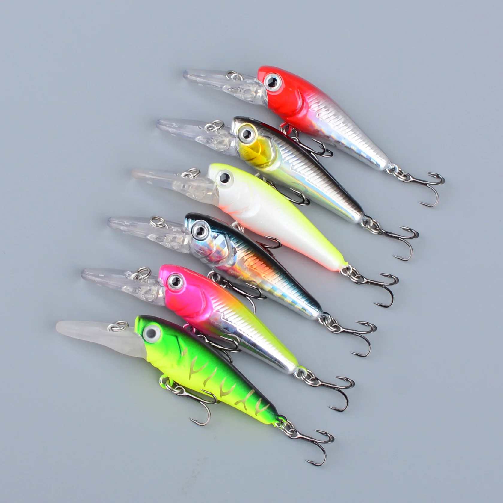 Señuelos de pesca Minnow, 6 uds., Wobblers realistas, juego de señuelos de pesca, herramienta, anzuelos afilados, accesorios de pesca de carpa para trucha y lubina - imagen 5