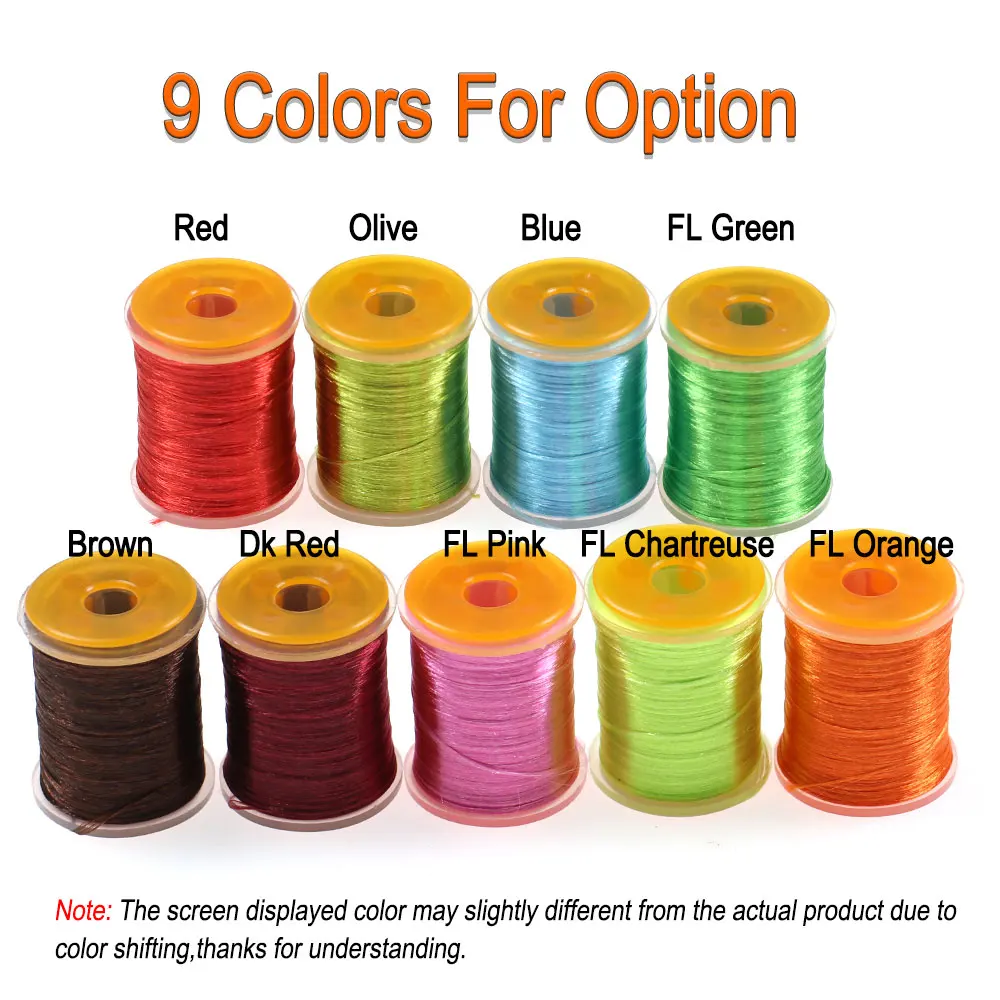 ICERIO-hilo para atar moscas, 9 piezas, 200D, UV, hilo sedoso, Señuelos de Pesca de lubina y salmón, serpentina de Ninfa, Material de atado de moscas - imagen 4