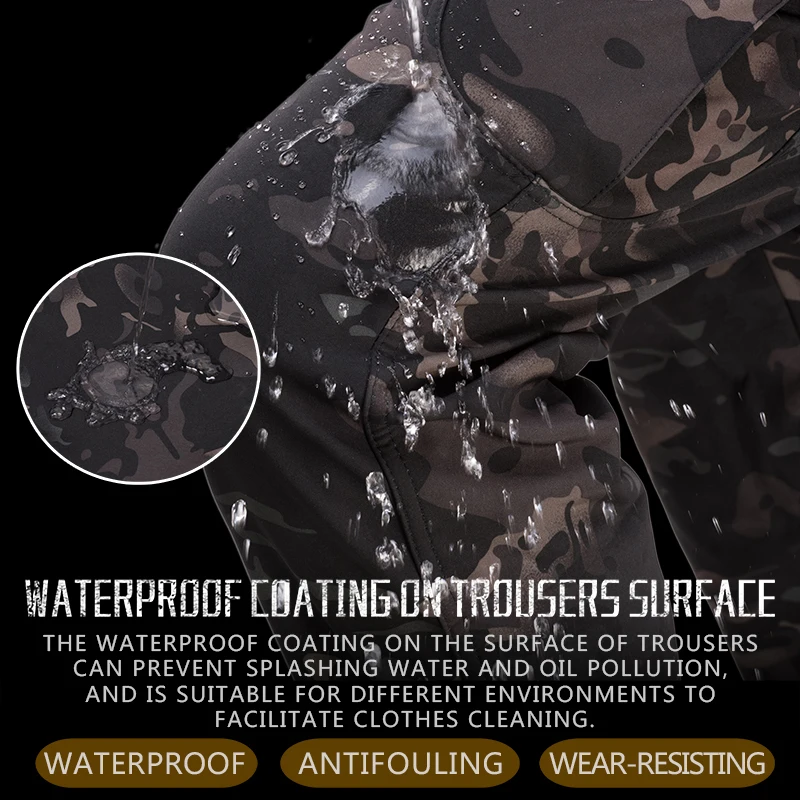 Pantalones tácticos de lana Cargo para hombre, pantalones de camuflaje para combate, senderismo, pantalones de concha suave, pantalones impermeables para ir al trabajo, pantalones de Camping Airsoft - imagen 5