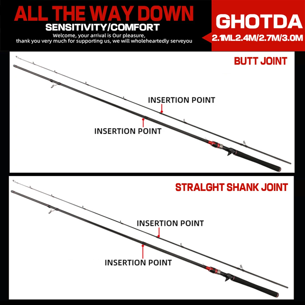 GHOTDA-caña giratoria de fibra de carbono para pescar, caña de pescar telescópica de 2,1-3,0 M, carrete de Spinning para Baitcasting - imagen 4