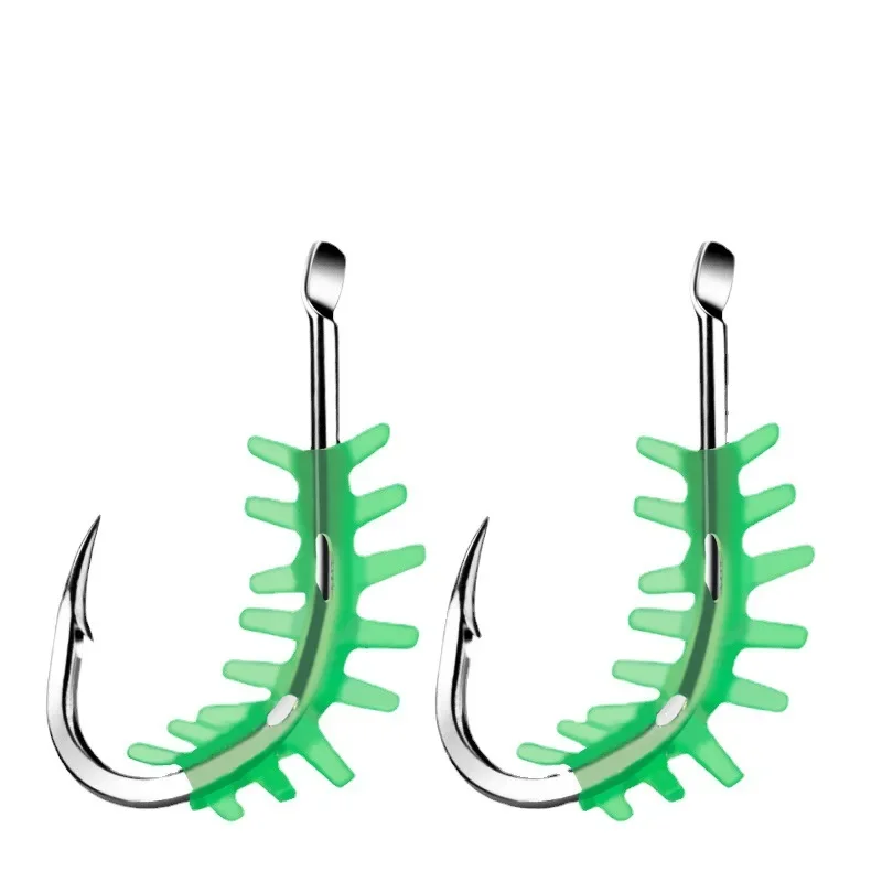 Anzuelos de pesca de 16 piezas, anzuelos duros gruesos con púas, Iseni, hierba de carpa, biónica, acuática, señuelo de camuflaje - imagen 5