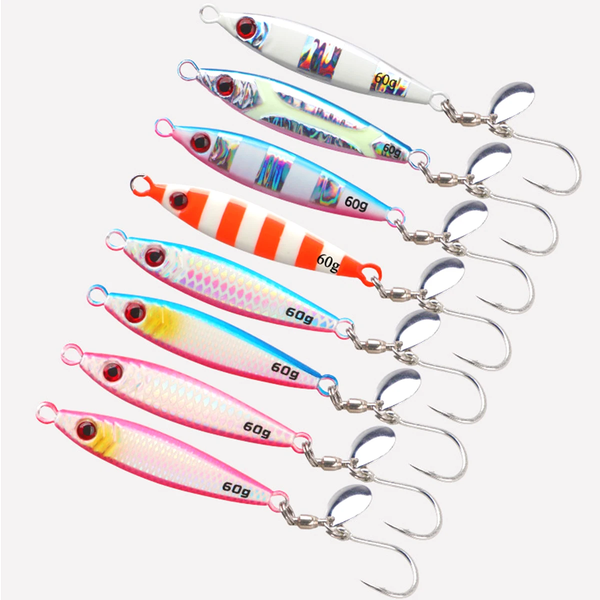 40g60g80g100g plantillas de Metal señuelo de Jigging lento cebo de pesca luminoso Jig pez pesca en alta mar atún caballa Wahoo señuelo de agua salada - imagen 2