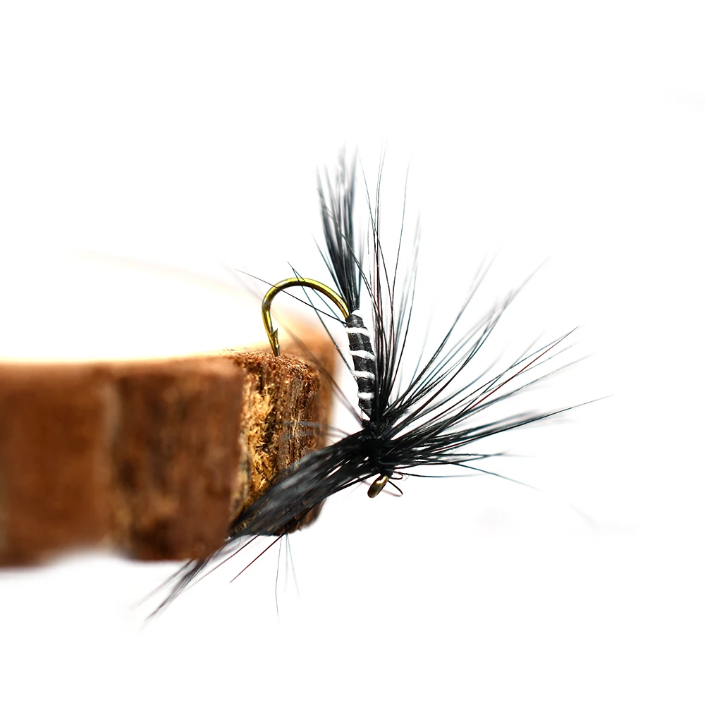 MNFT 10 piezas # 10 cebra negro mosquito mosca trucha pesca moscas secas cebo de pesca Artificial mosca - imagen 5