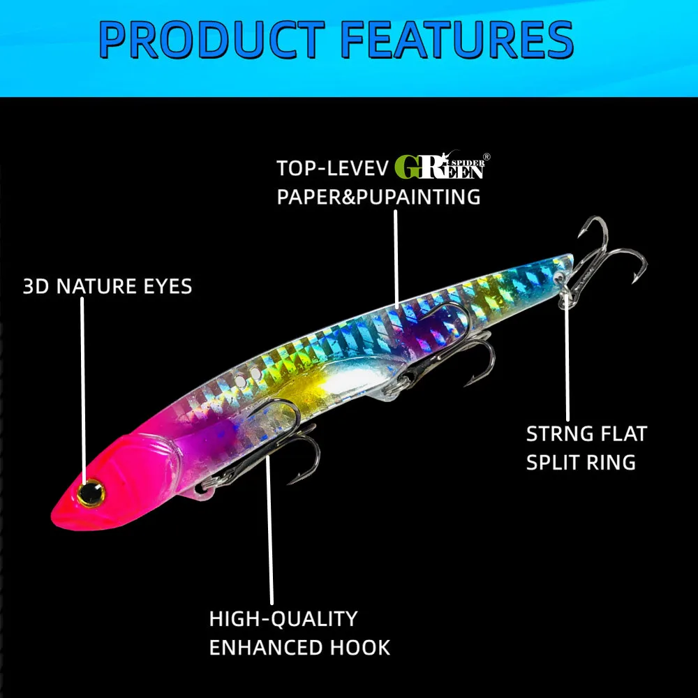 35g 10,5 cm Metal VIB señuelo cuchara de pesca pesca de agua dulce señuelo duro rebanada Jig cebo cuchara aparejos de pesca Metal Jigging - imagen 3