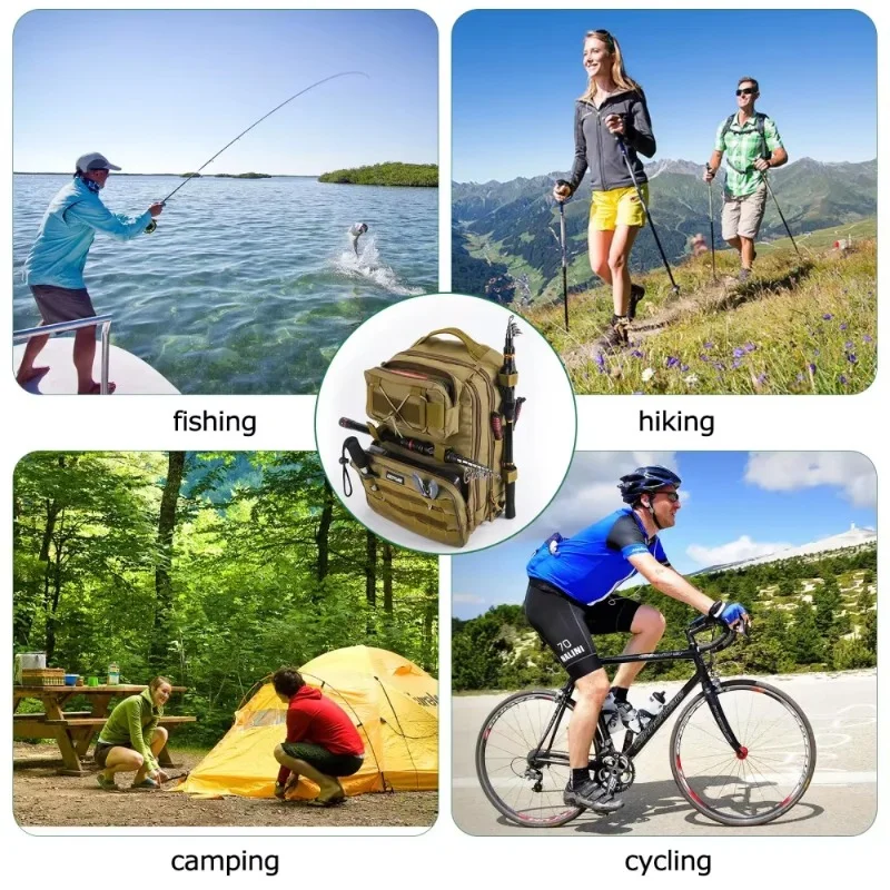 Goture-mochila de pesca al aire libre, bolsa de aparejos impermeable de gran capacidad para senderismo, Camping, ciclismo, bolsa de aparejos de pesca multifunción - imagen 2