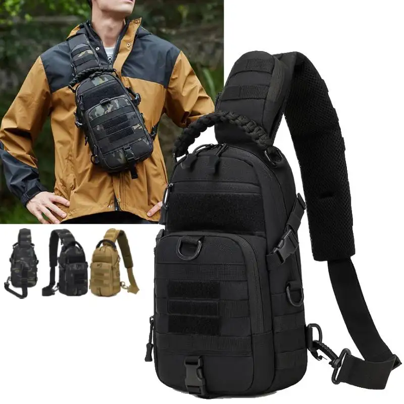 Bolsa de pecho de pesca táctica para hombre, bolsos de hombro deportivos Molle para acampar al aire libre, senderismo, escalada, riñonera de caza Molle