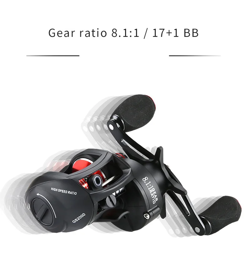 PRO BEROS-carrete De Pesca 17 + 1BB 8,2: 1 8kg Max Darg Baitcasting, perfil lento, carrete De Pesca - imagen 5