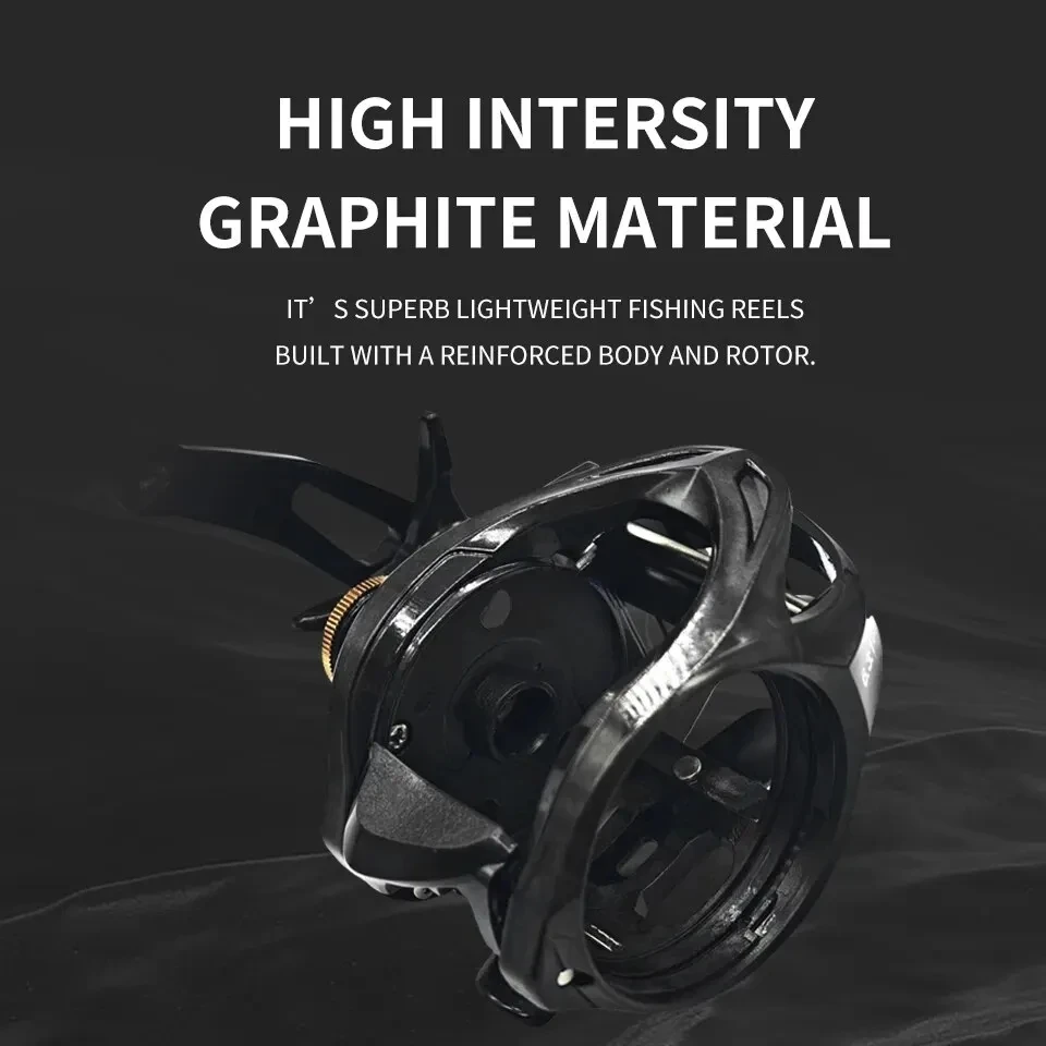 Carrete de fibra de carbono de alta velocidad para Baitcasting, carrete de Metel conservante corporal con mango doble individual, arrastre máximo de 16KG - imagen 3