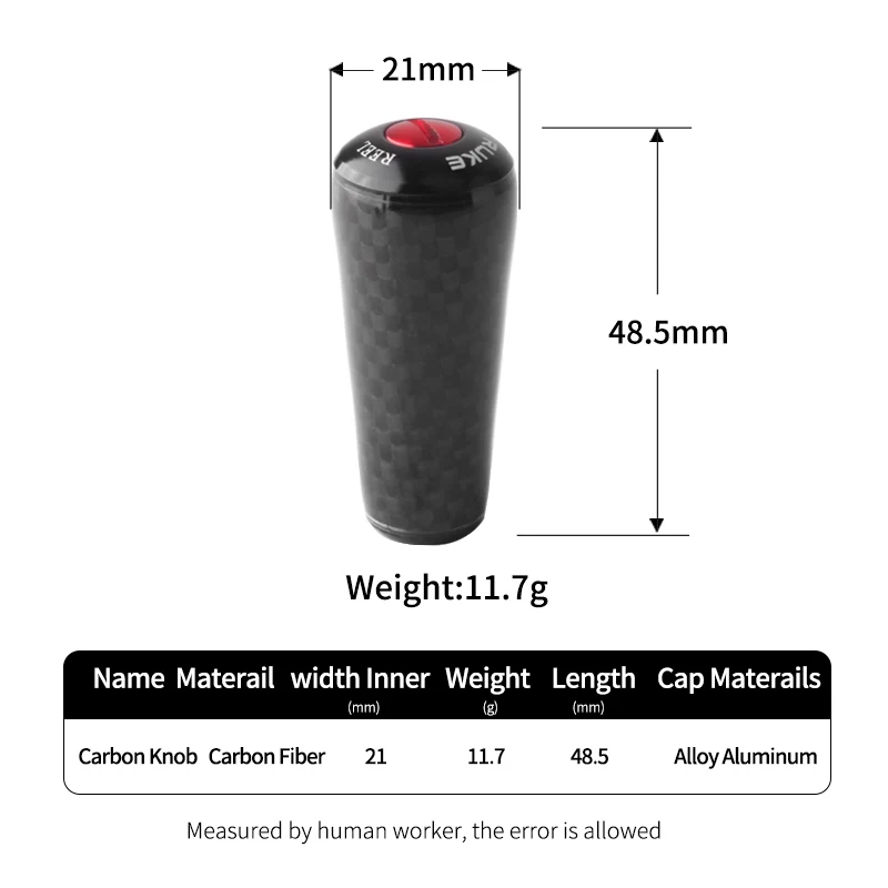 Mango de carrete de pesca RUKE, perilla de fibra de carbono, balancines DIY, peso 11,7g, longitudes 48,5mm para ruedas Daiw/Shiman, accesorio de carrete de pesca - imagen 2