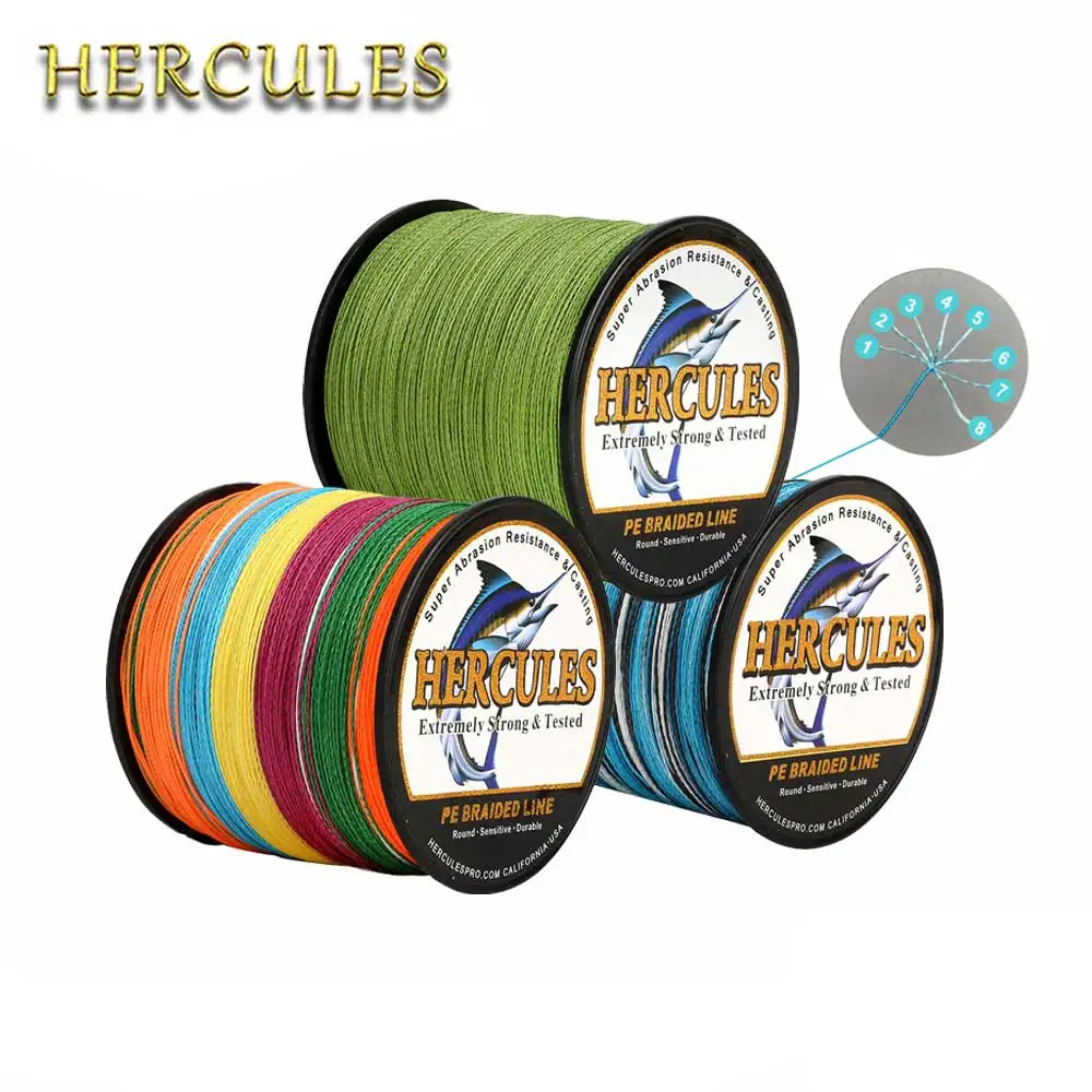 Hercules 8 hebras 150m PE hilo de pescar de carpa Pesca alambre trenzado 10-200LB Peche cable multicolor suave para peces lubina