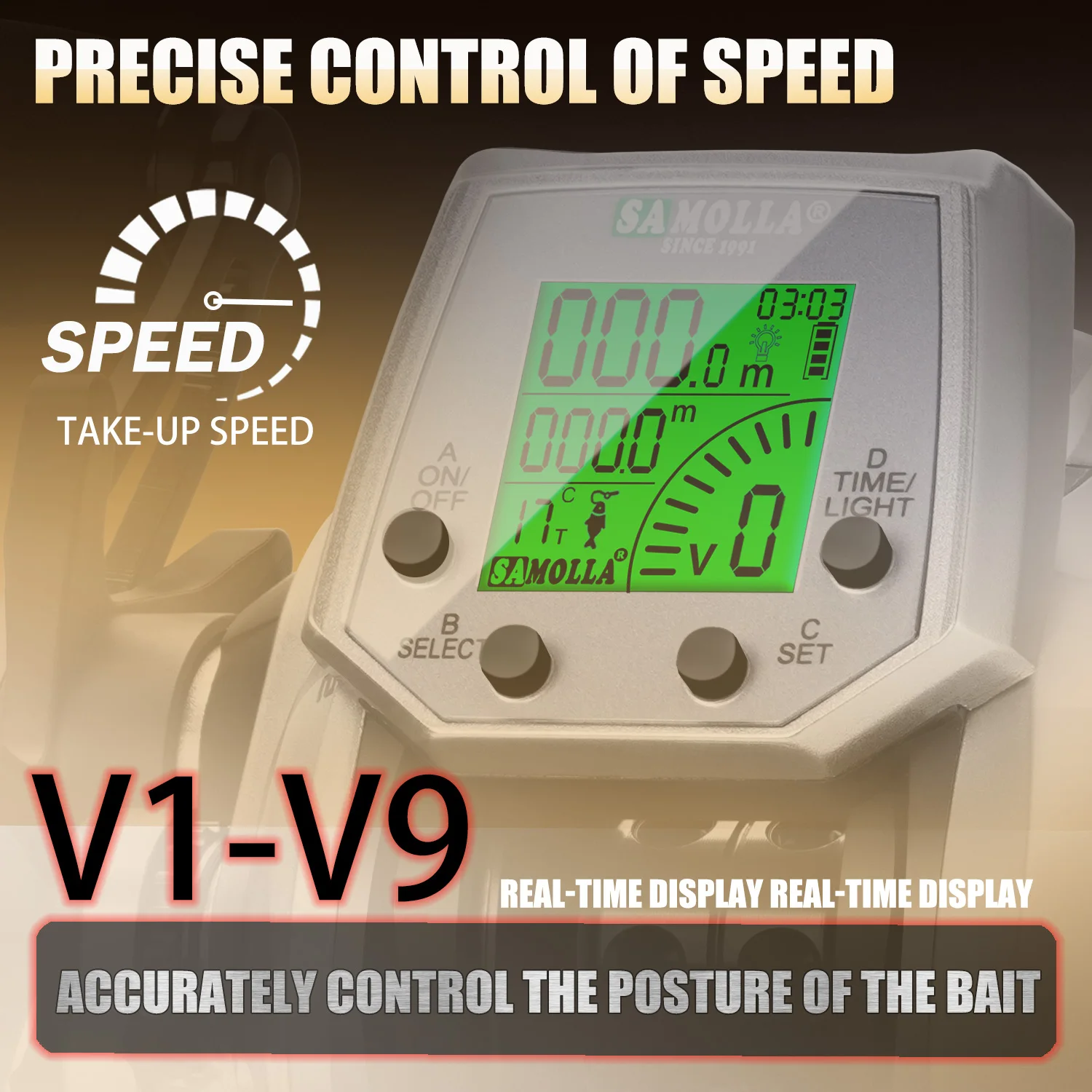 SAMOLLA-carrete de pesca electrónico para Baitcasting, pantalla Led, carga USB y Solar 7,2: 1, rueda de tambor fundida impermeable para agua salada - imagen 4