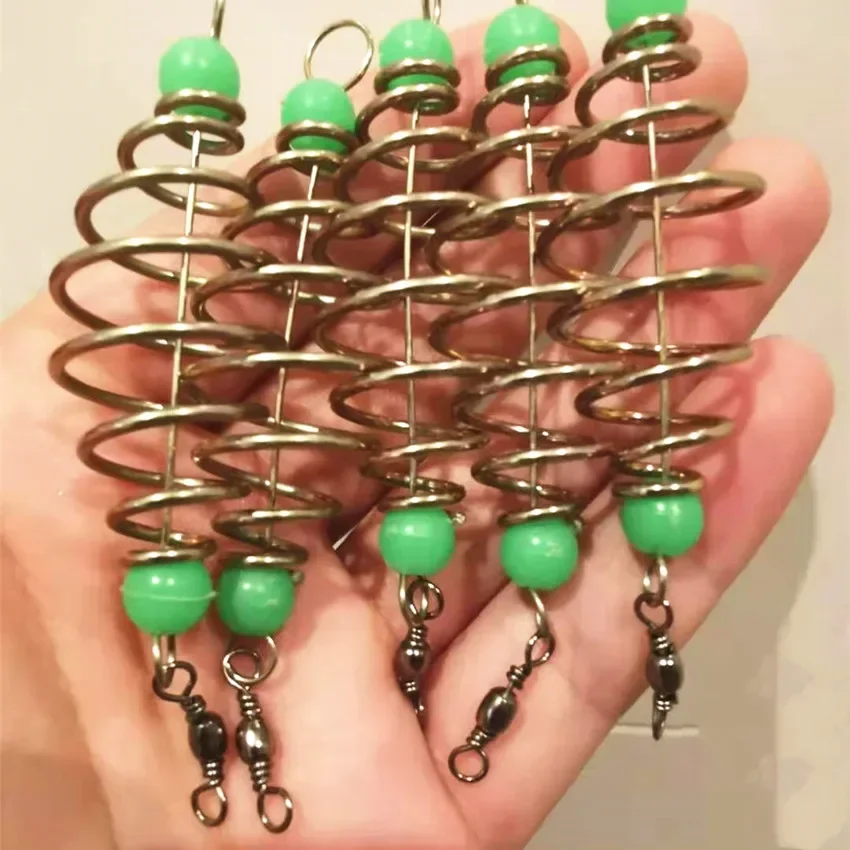 10 Pcs/Set Large Feeder Fishing Bait Spring Lure Inline Hanging Tackle Olive Type with 8-ring Spring Punch Fishing Accessories - imagen 5