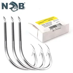 NGB 25-50 Uds 9301SS gancho de mar doblado redondo de níquel de hierro inoxidable 5/0 # -7 #   Accesorio de anzuelos de pesca planos con púas Kirbed