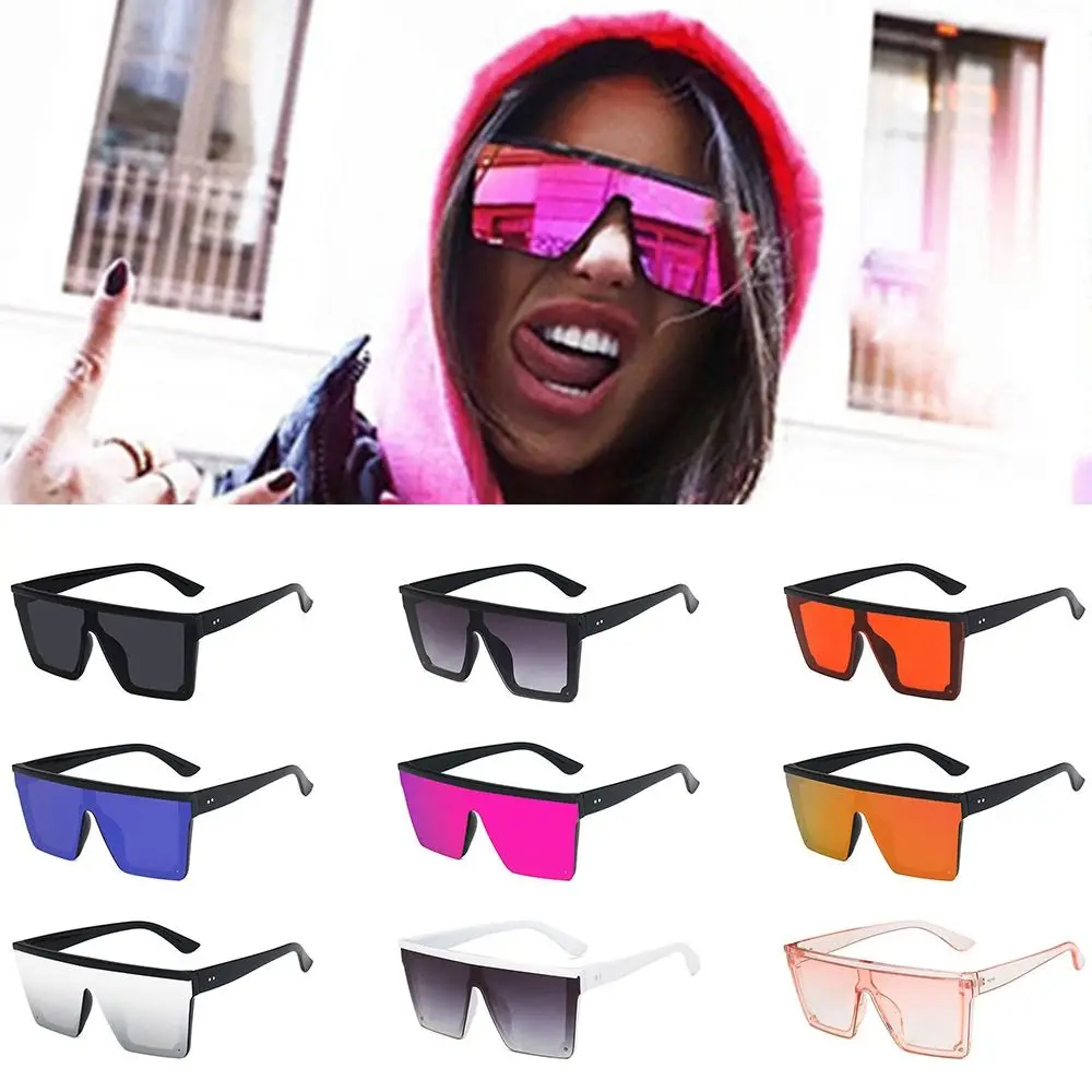 Gafas de sol retro de gran tamaño con protección UV400 de una pieza, gafas de sol con parte superior plana, gafas de conducción para mujeres y hombres - imagen 2