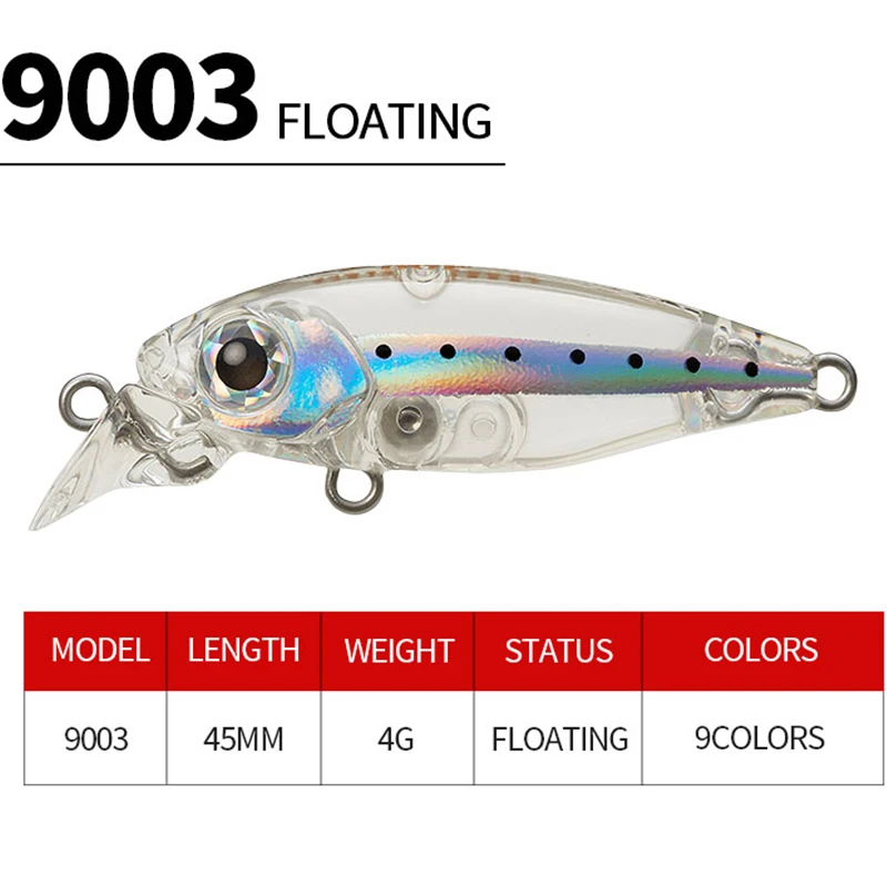 Señuelo de pesca con ojos 3D, 1 Uds., 4,5 cm, 4g, Mini pececillo, cebo duro Artificial, Crankbait, aparejos de pesca flotantes - imagen 5