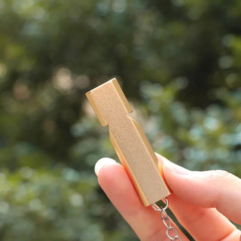 Silbato de supervivencia de aluminio con doble tubo y llavero - imagen 5