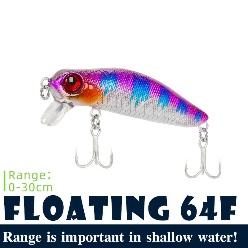 TSURINOYA DW71 Drijvende Vissen Lokken Minnow 64F 64mm 6g Zeebaars 0-30cm Ondiep Bereik Crank aas Wolfraam Gewicht Systeem - imagen 2