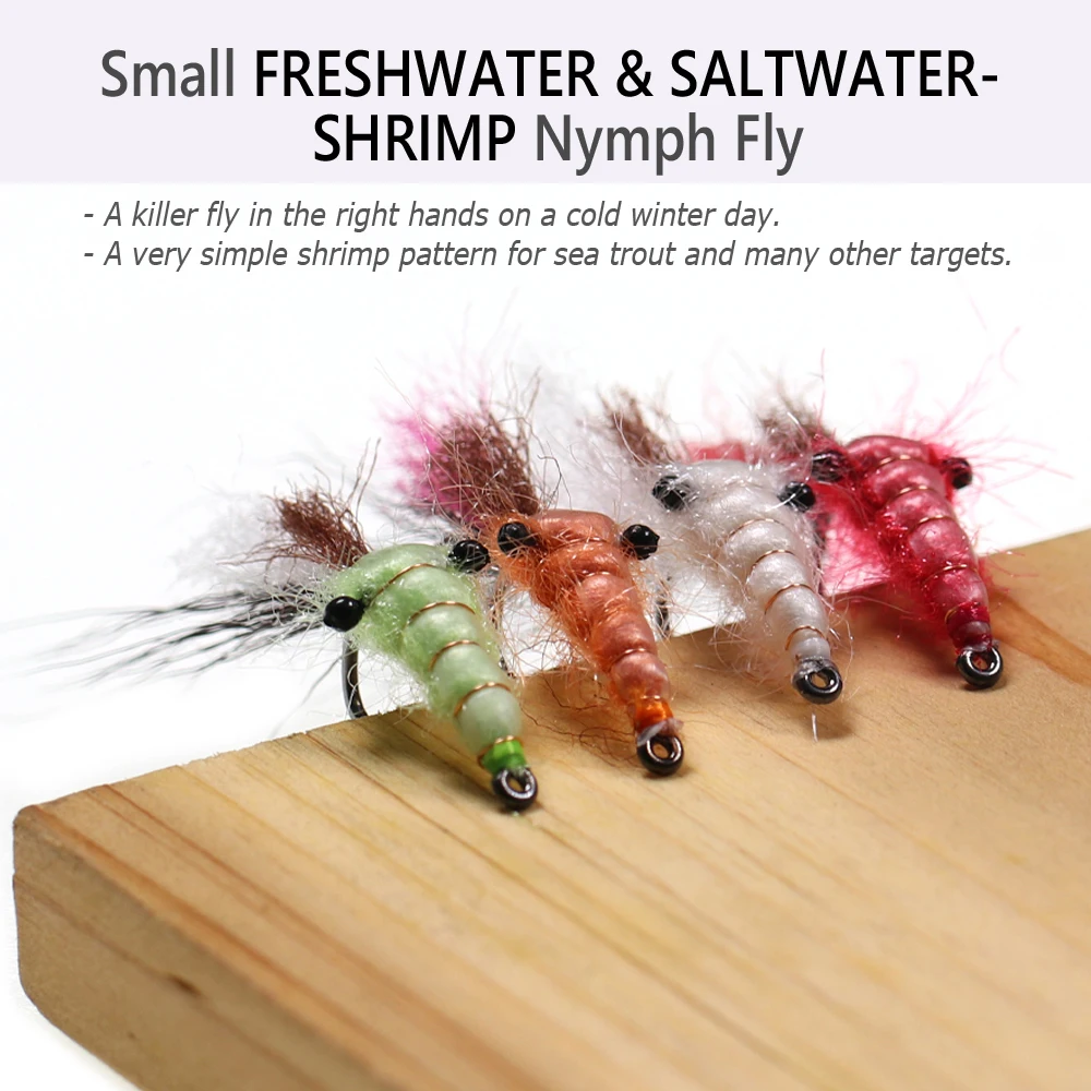 Wifreo-Señuelos de Pesca pequeños para camarones, trucha, salmón, ninfa, Mosca de agua dulce, 6 piezas. ° 4 - imagen 2