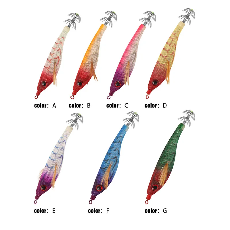 Sea Yolo 100MM 6,5G plantillas de calamar señuelo de pesca anzuelo de calamar Artificial cebos de Jigging para pesca en el mar sepia EGI luminoso - imagen 5