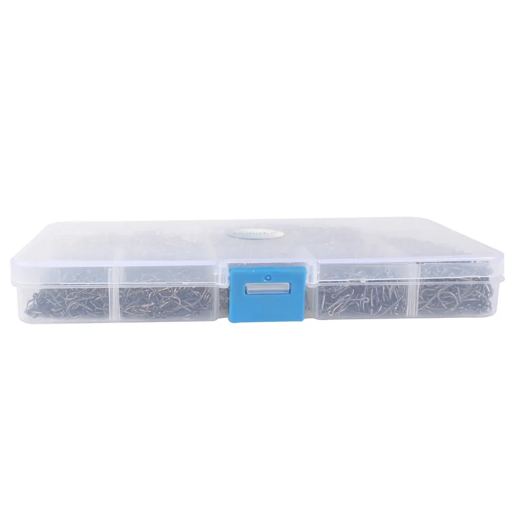 1600 unids/caja anzuelos de pesca de acero al carbono fuerte afilado círculo plateado anzuelo 3 # -12 #   Aparejos de cebo con señuelo portátil de Pesca con púas Jig - imagen 4