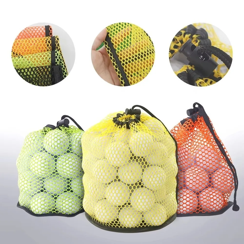 Nueva bolsa de red de malla deportiva portátil, bolsa organizadora de pelotas de Golf de nailon multiusos, suministros para deportes de Golf, puede contener 12/25/50 pelotas - imagen 4